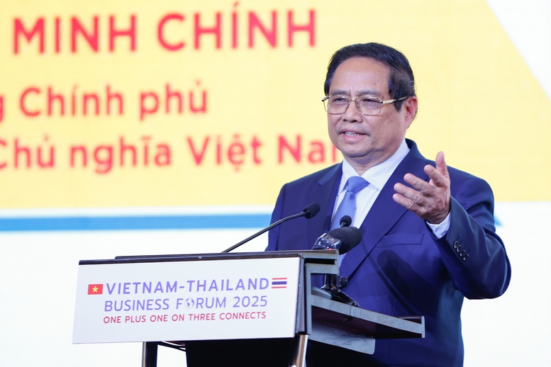 Thủ tướng đánh giá cao và trân trọng cảm ơn sự đóng góp thiết thực, hiệu quả của các doanh nghiệp Thái Lan đối với sự phát triển của Việt Nam và quan hệ hữu nghị giữa hai nước - Ảnh: VGP/Nhật Bắc